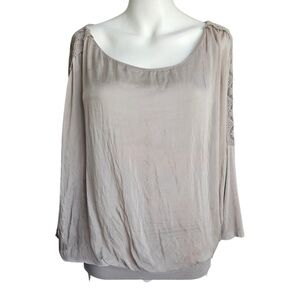 Unbranded Womens Taupe Blouse Made In Italy‎ Size L (?) Shimmer Holiday Party